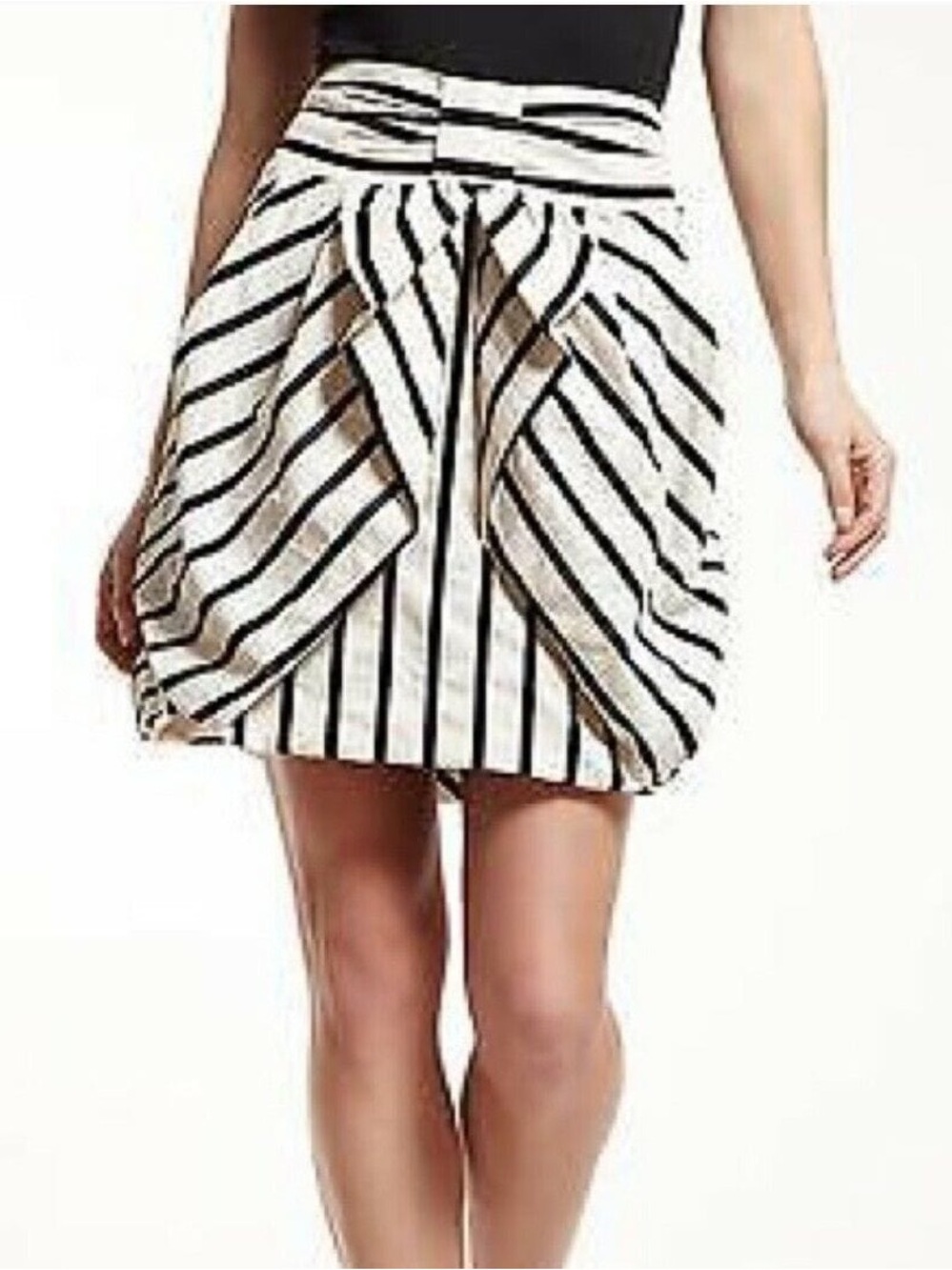 EVA FRANCO Anthropologie Aniseed Parisian Stripe Bow Bubble Skirt Size 4